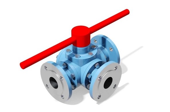 3 Way ball valve CAD model
