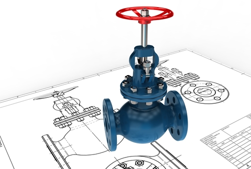 3d illustration of valve drawing