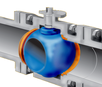 Interior construction of a ball valve