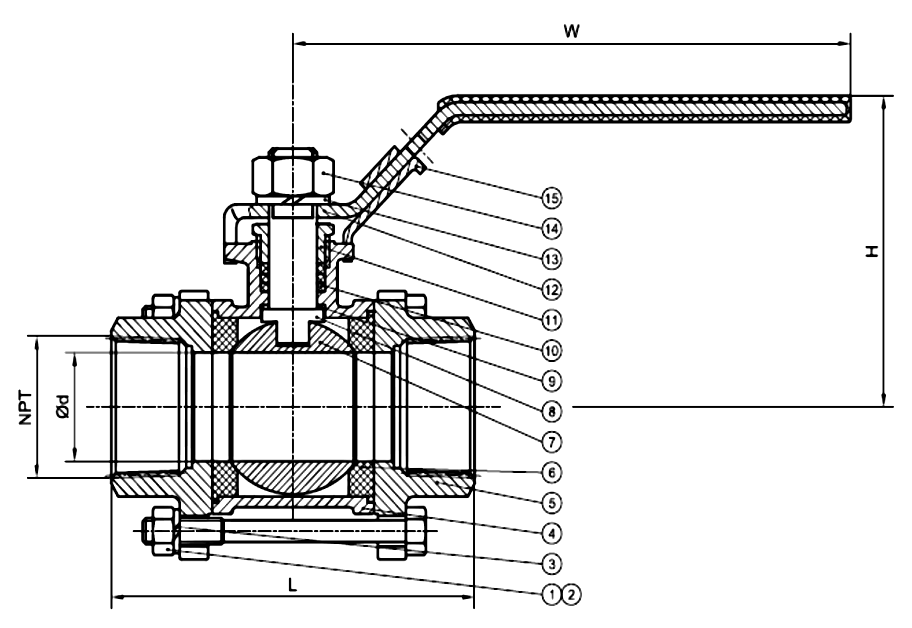 three-piece ball valve design