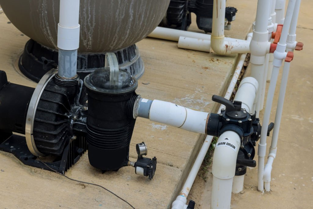 A valve on above-ground pool plumbing