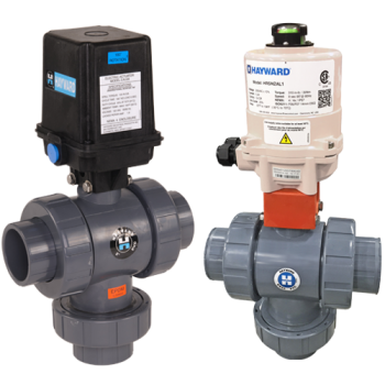Automated three-way pool valve