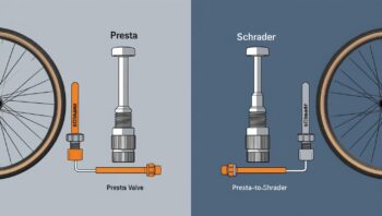 Diagram comparing the internal structure and parts of Presta and Schrader valves