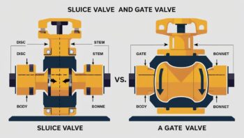 Illustrated comparison of the internal structure of a sluice valve and a gate valve