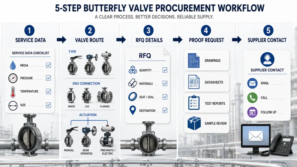 Workflow for checking a butterfly valve factory before sending an RFQ