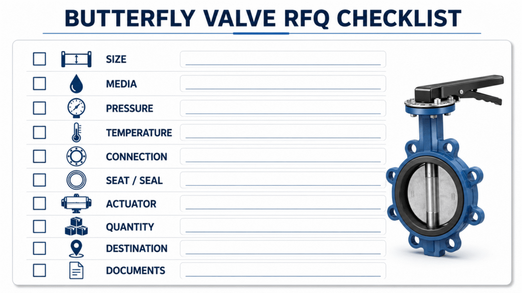 Checklist of details to send for a butterfly valve RFQ