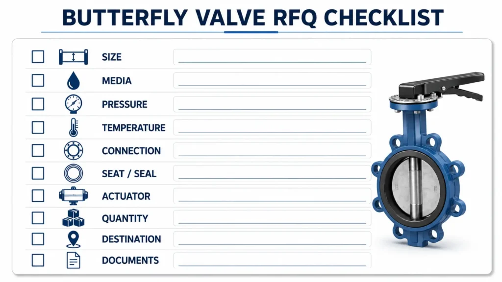 Checklist of details to send for a butterfly valve RFQ