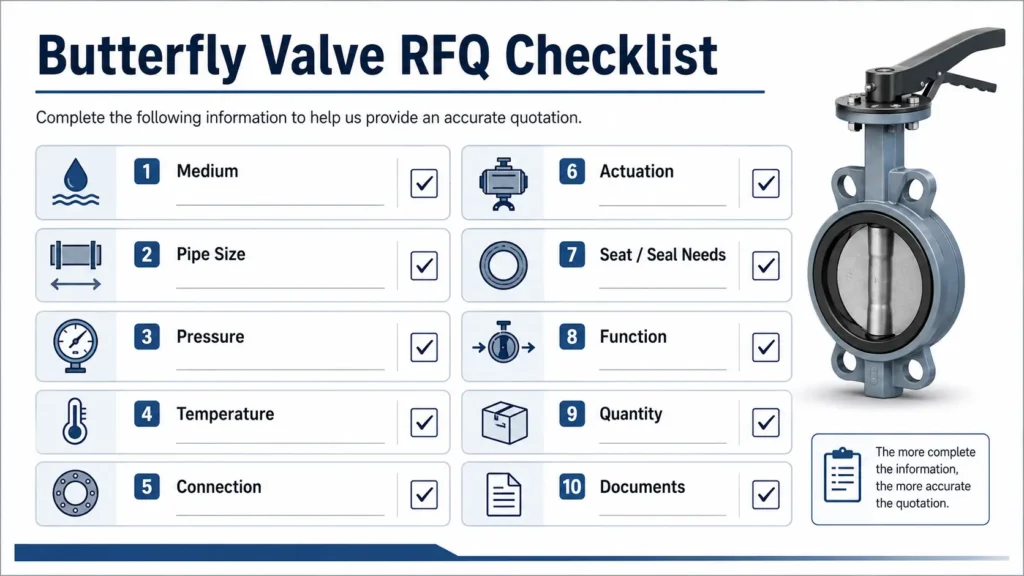 Checklist of data to prepare before requesting a butterfly valve quote