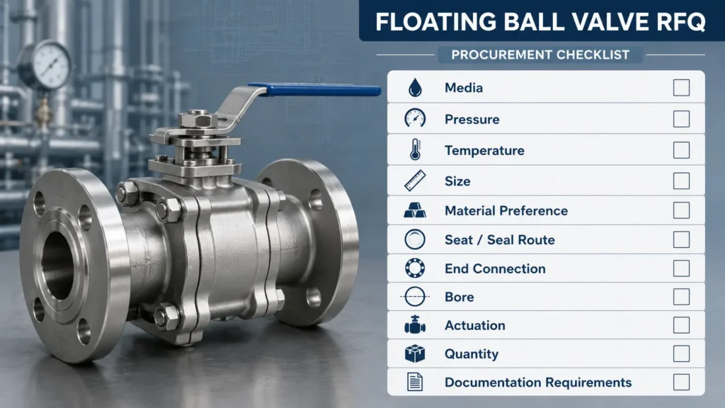 Checklist of service conditions and documents to prepare before requesting a floating ball valve quote