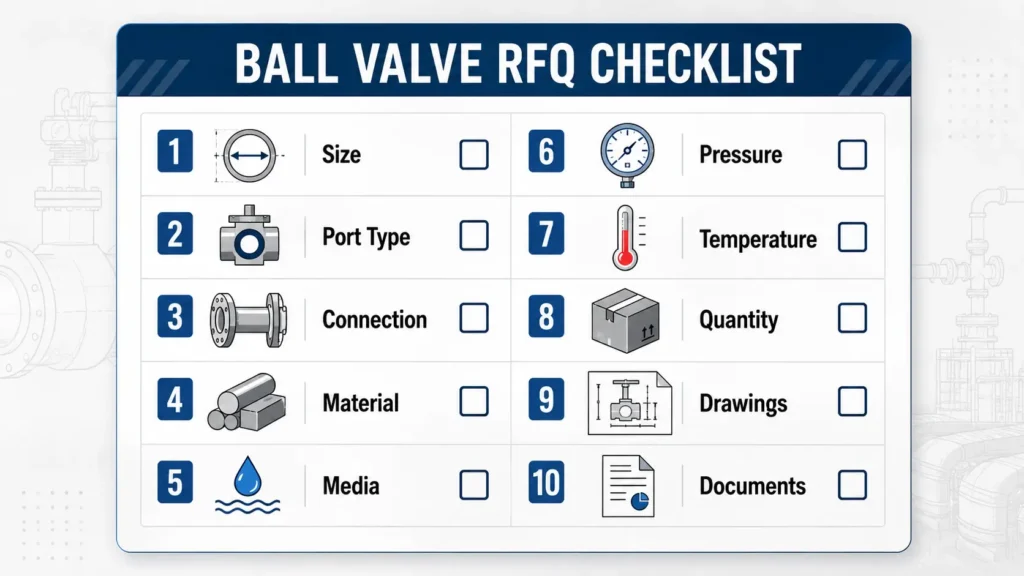 Checklist of information to prepare before requesting a full port valve quote