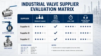 Matrix comparing product scope, application fit, documents, and RFQ readiness.