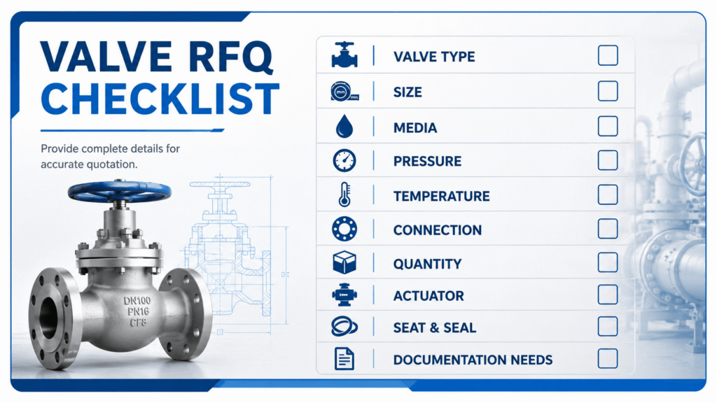 Checklist of RFQ details for brass or stainless steel valve selection