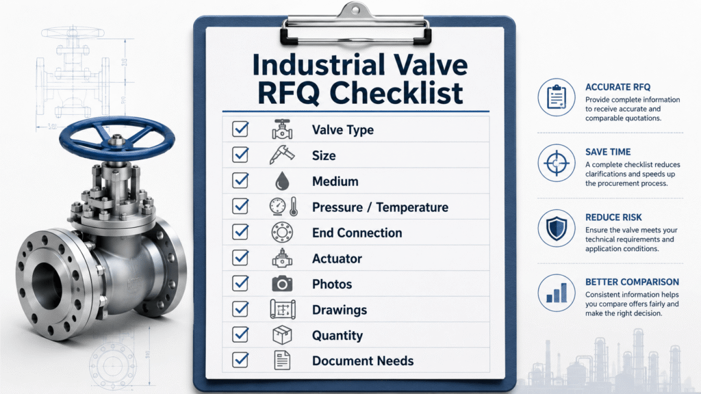 Checklist of valve details to prepare before requesting a quote