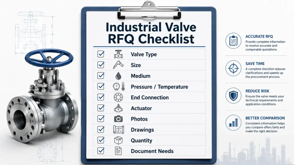 Checklist of valve details to prepare before requesting a quote