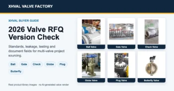 2026 valve RFQ version check cover showing real XHVAL ball, gate, check, globe, plug, and butterfly valve images