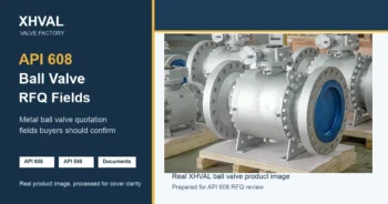 API 608 ball valve RFQ fields cover based on a real XHVAL ball valve product image