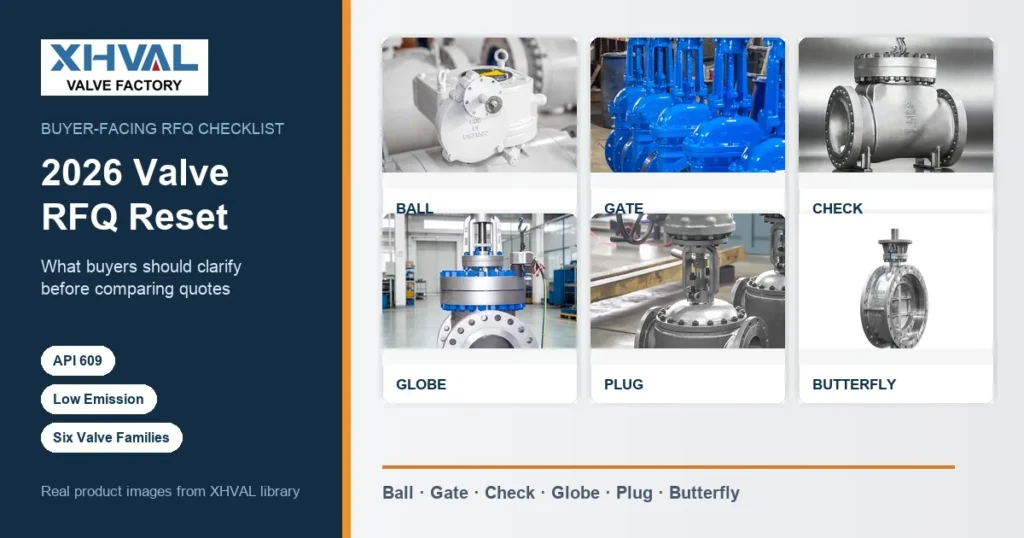 2026 valve RFQ reset cover using real XHVAL ball, gate, check, globe, plug, and butterfly valve images