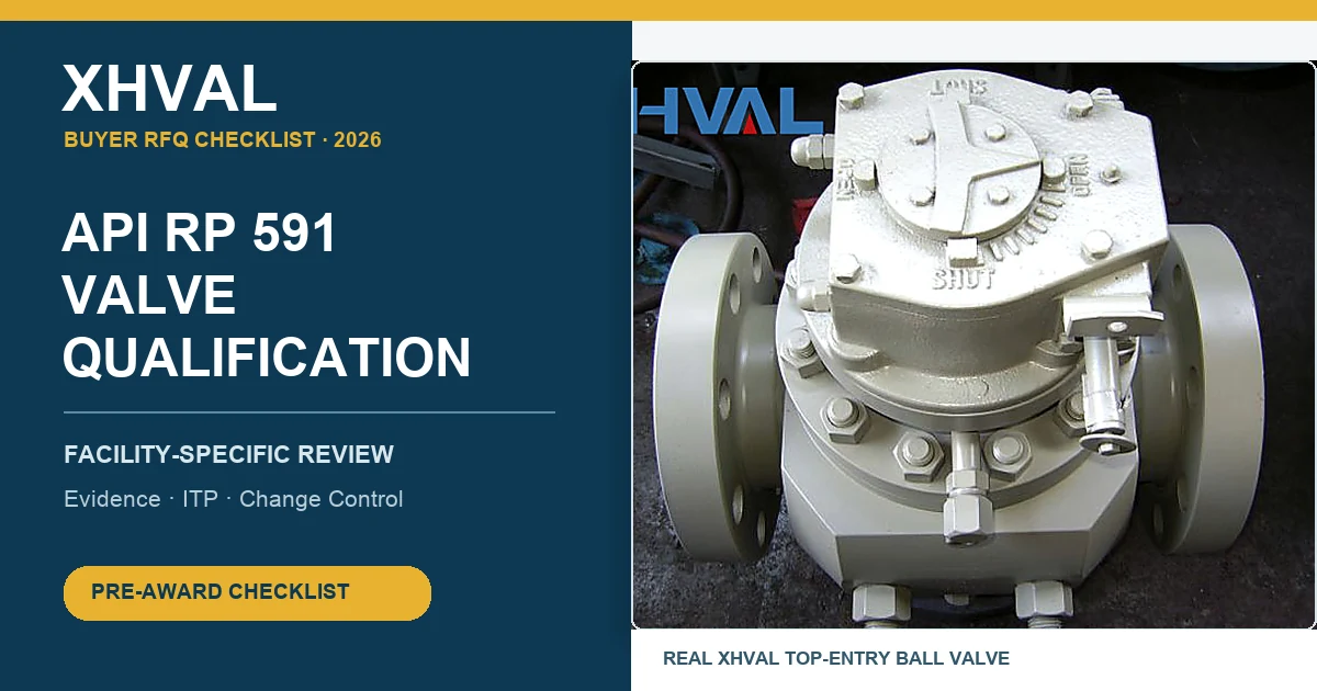 API RP 591 valve qualification RFQ checklist with a real XHVAL top-entry ball valve