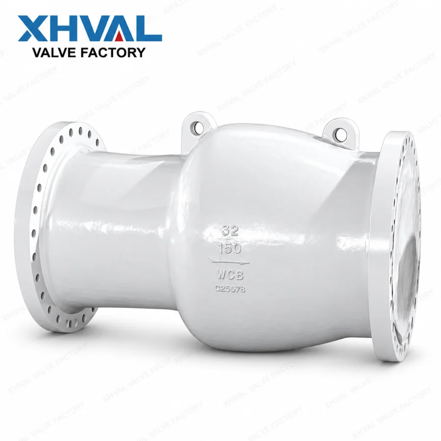 XHVAL white non-slam check valve with official logo on square white background