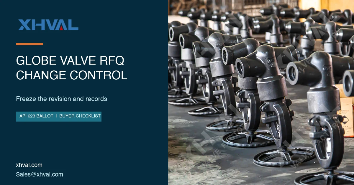 Globe valve RFQ change-control checklist using a real XHVAL high-pressure globe valve product photograph